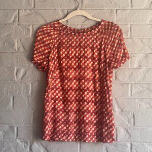 Tory Burch Red & White Patterned Top - Size 2 - Classic & Chic!